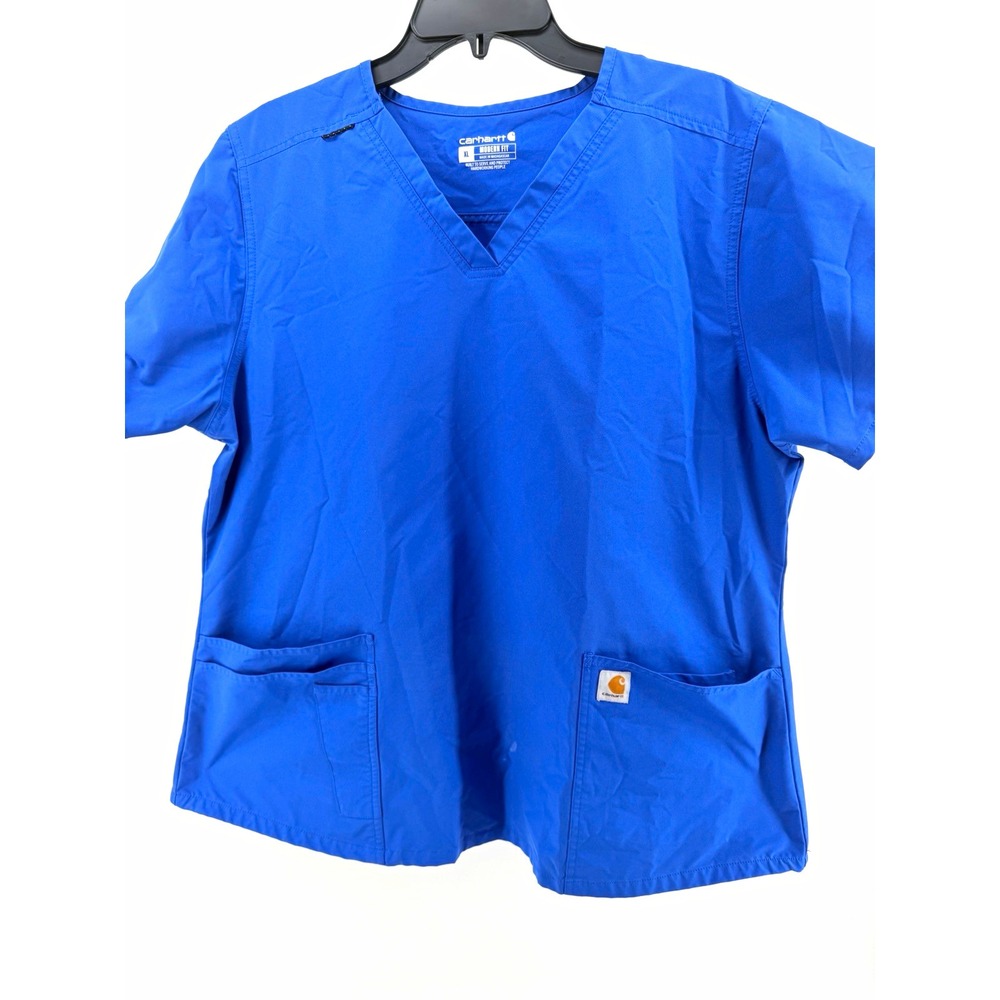 Carhartt Modern Fit Men's XL Blue V-Neck Short Sleeve Scrub Top Pockets